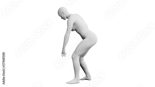 Beautiful athletic young woman posing isolated on black - 3d illustration  rendering. Side view