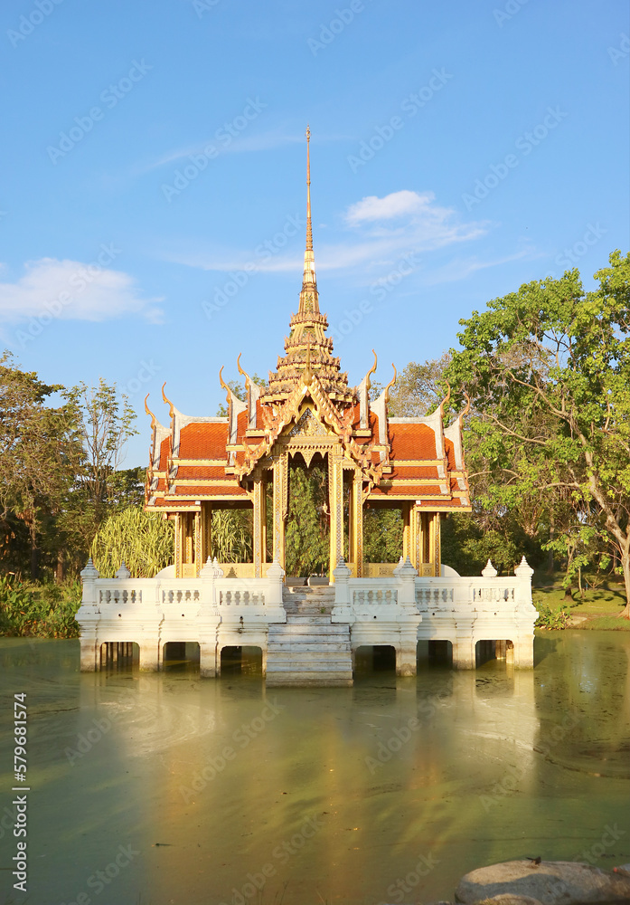Gorgeous Thai Ancient Style Pavilion on the Pond of Suanluang King Rama IX Park, Bangkok, Thailand Gorgeous Thai Ancient Style Pavilion on the Pond of Suanluang King Rama IX Park, Bangkok, Thailand