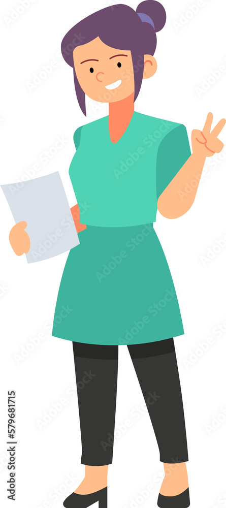 Business women character holding paper illustration Business women character holding paper illustration
