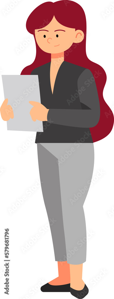 Business women character holding paper illustration
