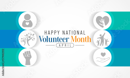 National Volunteer month is observed every year in April, to honoring all of the volunteers in our communities as well as encouraging volunteerism throughout the month. Vector illustration