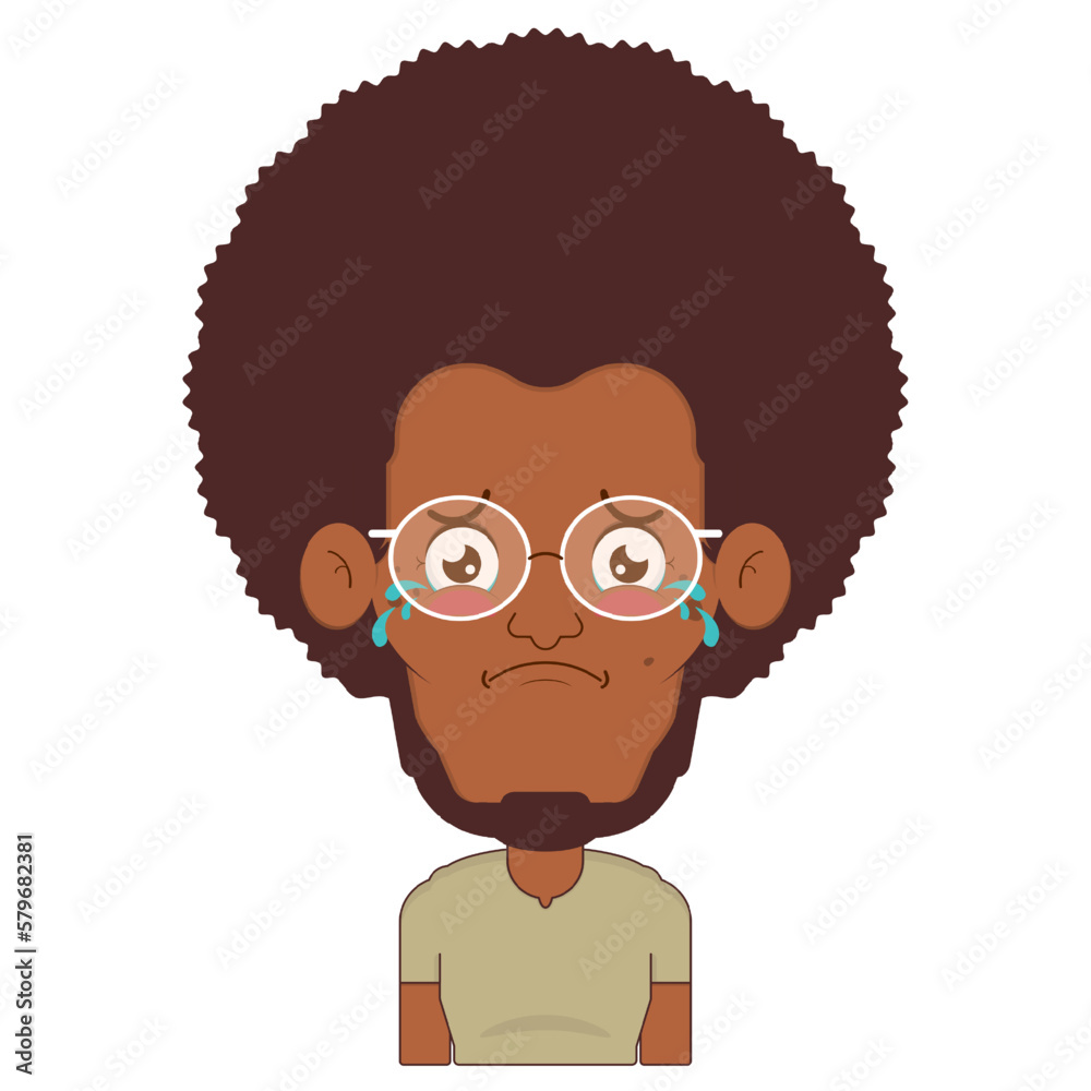 afro man crying and scared face cartoon cute
afro man crying and scared face cartoon cute
