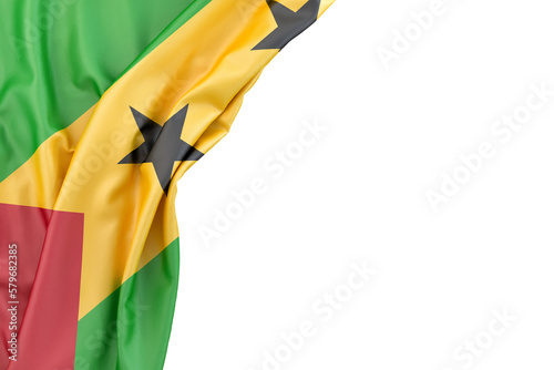 Canvas Print Flag of Sao Tome and Principe in the corner on white background