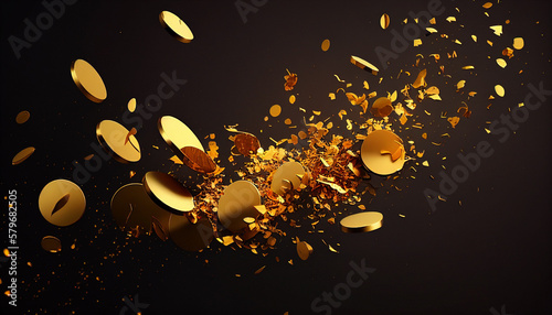 A festive background filled with gold confetti, where every shimmering piece adds to the sense of celebration and joy, generative ai.