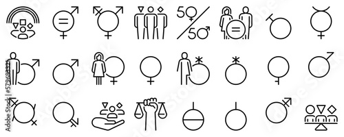 Line icons about gender identity on transparent background with editable stroke. photo