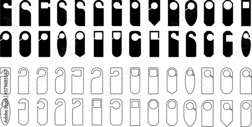 Door hanger vector icon set. do not disturb illustration sign collection. hotel door tag symbol or logo.