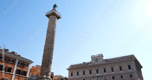 Colonna di Marco Aurelio (Column of Marcus Aurelius) Rome, Italy. photo