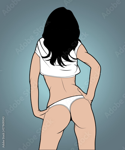 Sexy young woman. Hand drawn beautiful woman with sexy body