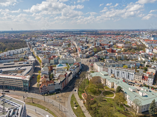 Rostock Hansestadt Großstadt Luftaufnahme von oben Fluss Warnow Ostsee Zentrum Innenstadt aus der Luft