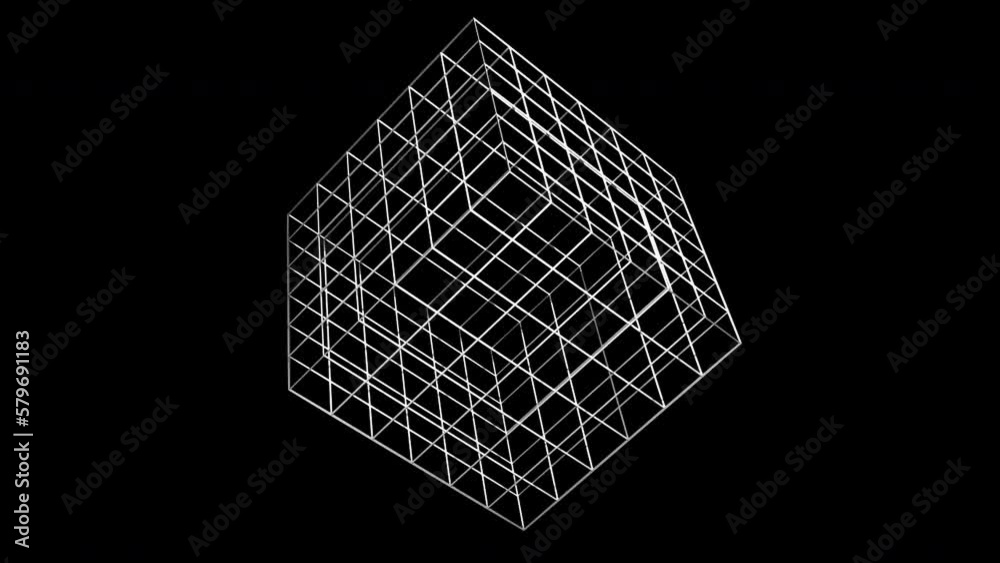 wireframe cube. Computer generated 3d render