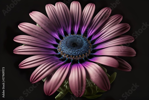 Cyberpunk violet Osteospermum blossoming flower generative AI