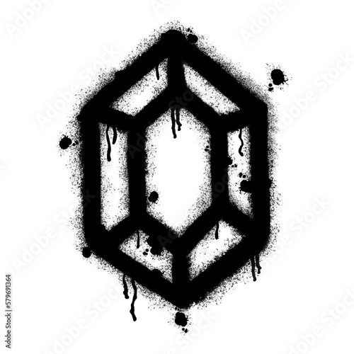 Diamond icon. Black graffiti spray element.	