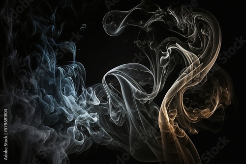 Smoke on black abstract background AI genereted