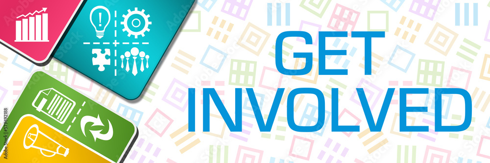 Get Involved Colorful Rounded Squares Business Symbols Get Involved Colorful Rounded Squares Business Symbols