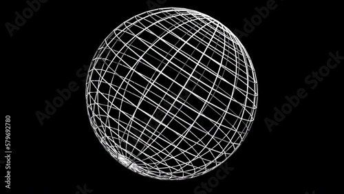 wireframe sphere. Computer generated 3d render