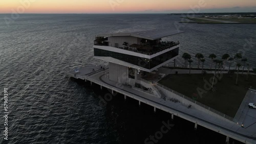 The St. Petersburg Pier, officially known as the St. Pete Pier during sunrise.	

