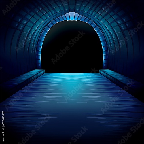 Dark tunnel 2D illustrated background asset