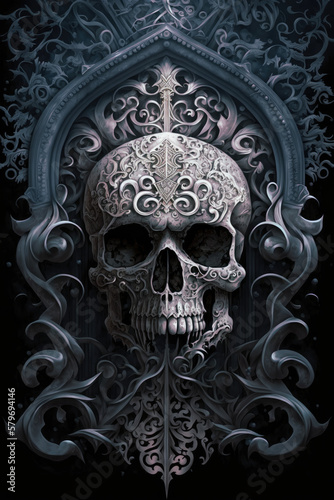 Gothic Skull Surrounded by a Sea of Candles - Dark and Moody Artwork Skull PNG | AI Generated 