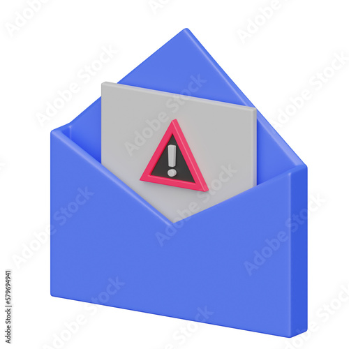 Email Virus 3d realistic object design vector icon illustration. 