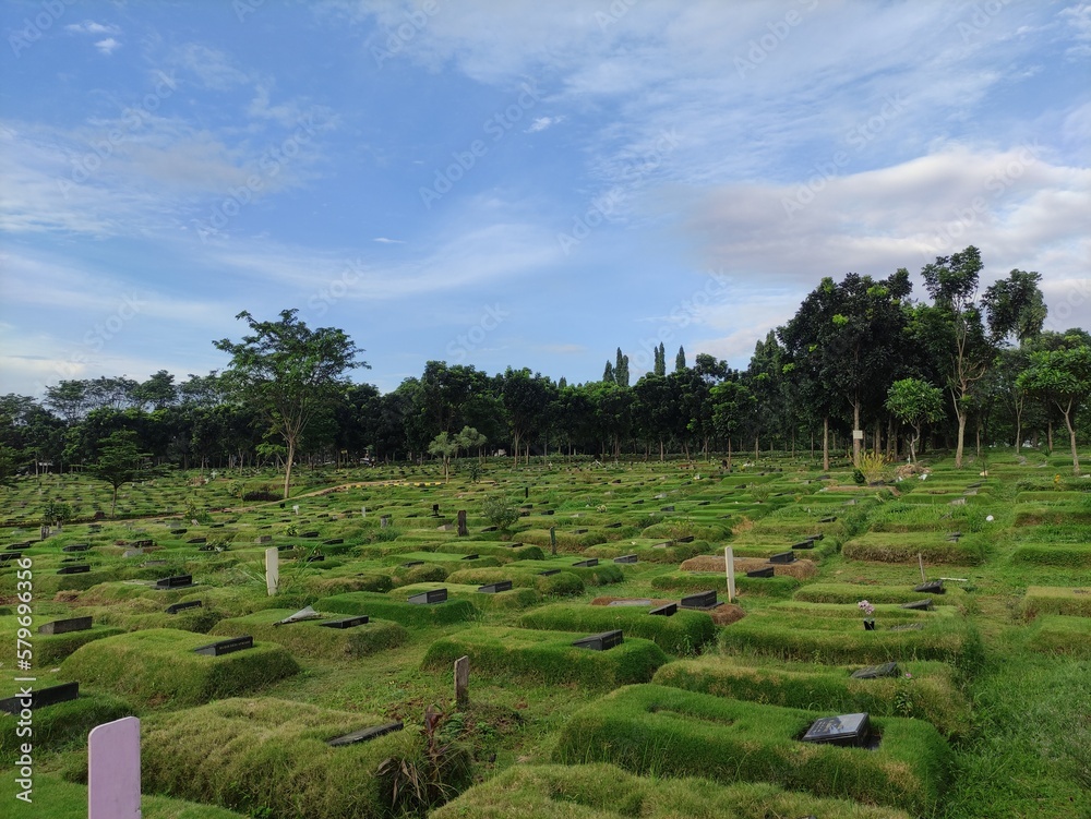 morning atmosphere at a public cemetery