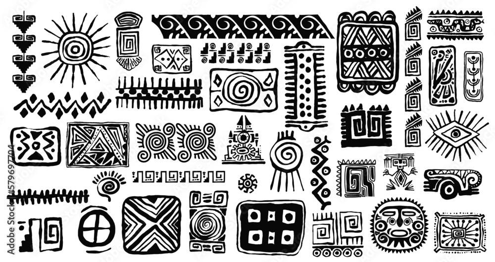 Aztec Animals Mexican Tribals Symbols Maya Graphic Objects Native Ethnicity  Drawings Recent Vector Aztec Civilization Set Stock Illustration - Download  Image Now - iStock