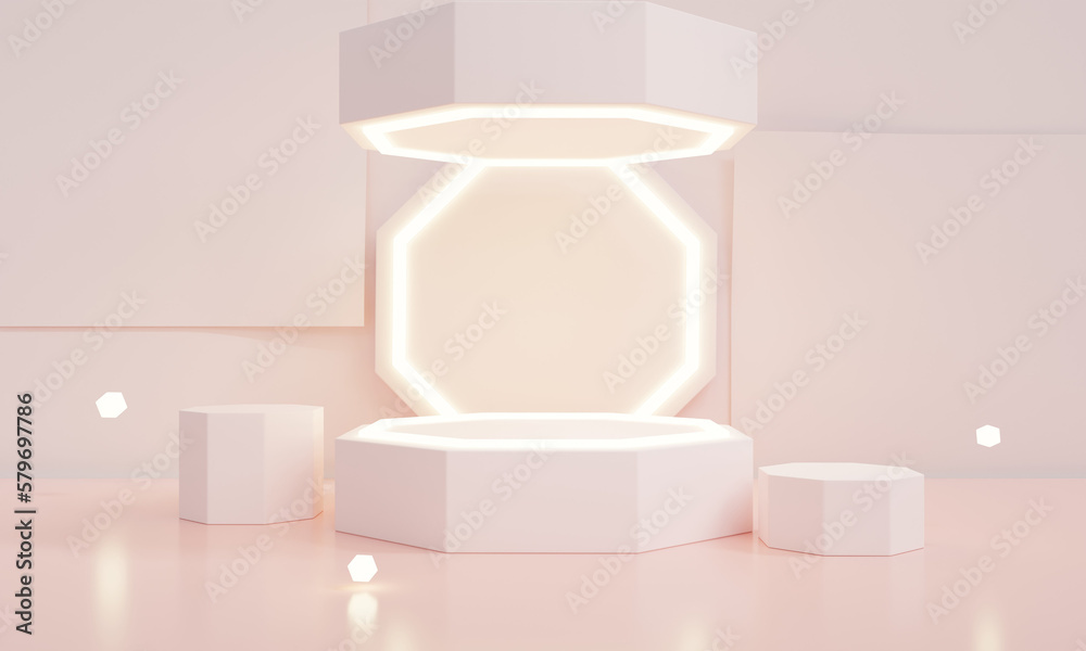 3D render Geometric shapes with Pastel colors background. pink background. 3D render Geometric shapes with Pastel colors background. pink background.