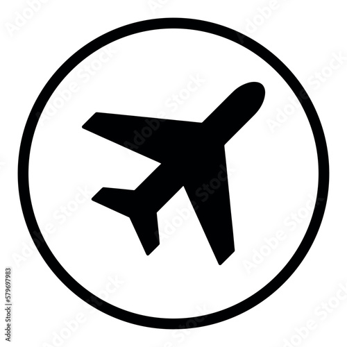 Print op canvas Plane Airport Round Icon