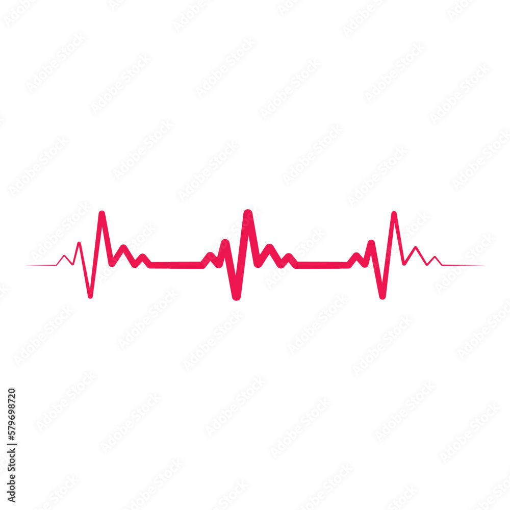 Heartbeat line with a heart. Pulse trace. EKG and CARDIO on a white background EPS Vector