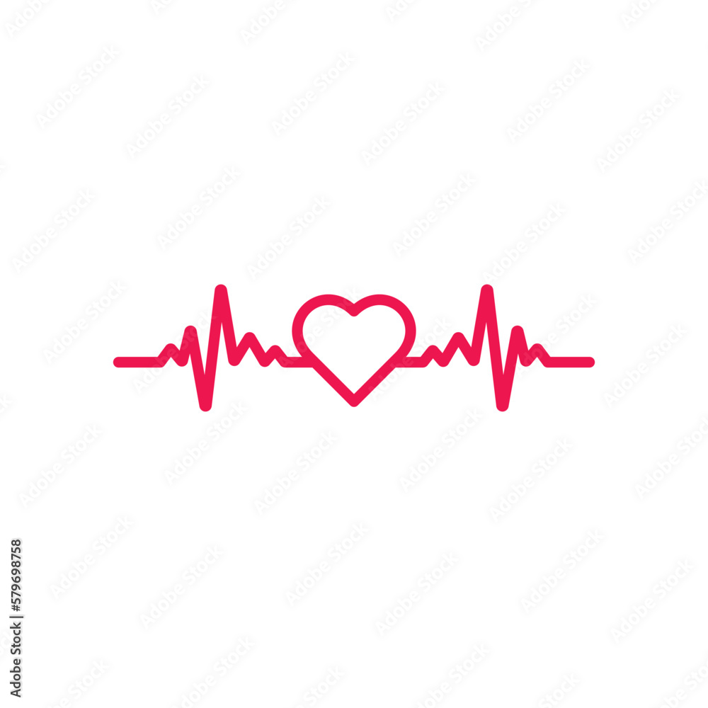 Heartbeat line with a heart. Pulse trace. EKG and CARDIO on a white background EPS Vector Heartbeat line with a heart. Pulse trace. EKG and CARDIO on a white background EPS Vector