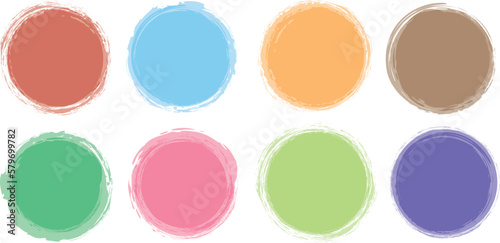 set of vector illustrations of multi colored circle brush painted banners