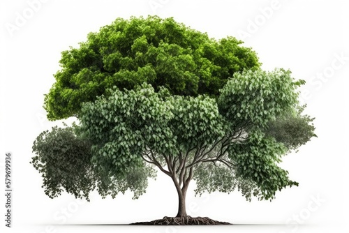 green tree isolated on white background generative ai illustration 