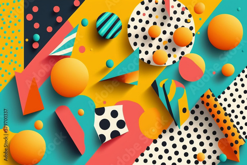 Abstract background with geometric shapes. Retro elements, geometric pattern for banner, poster. Generative ai.