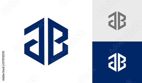 Letter AB initial hexagon monogram logo design vector