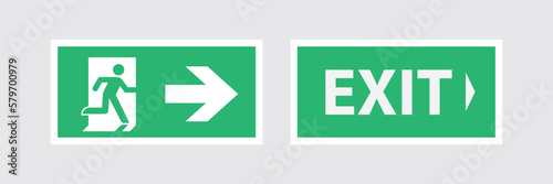 emergency exit sign right - emergeny exit vector illustration.