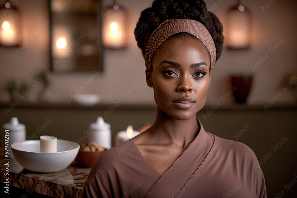 Relaxation and Rejuvenation A Beautiful Black Woman Embraces the