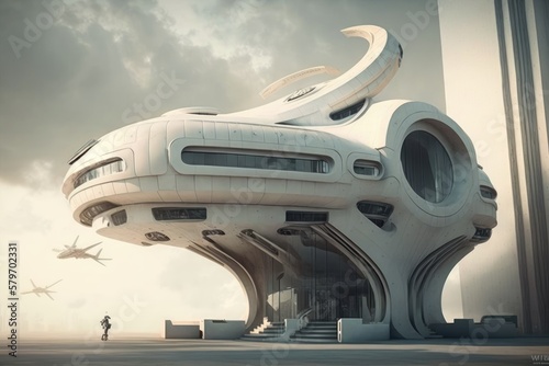 sci-fi futuristic building. generative ai surreal fantasy concept 