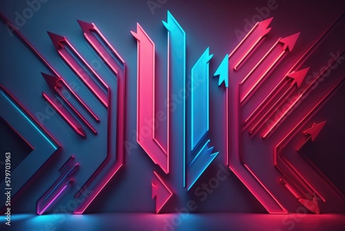 abstract colorful neon arrows background illuminated with glowing colored light generative ai light lines artwork