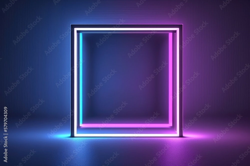 ultraviolet light square neon 80's retro style frame, abstract generative ai background ultraviolet light square neon 80's retro style frame, abstract generative ai background