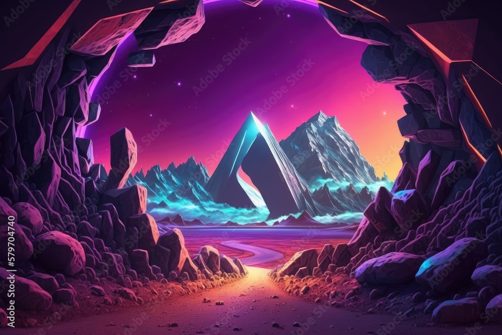 Alien Planet sci-fi outer space encounter wallpaper generative ai Illustration with copy space	
