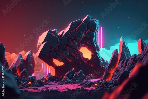 Alien Planet sci-fi outer space encounter wallpaper generative ai Illustration with copy space 