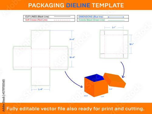 Explasion Box Dieline Template design photo