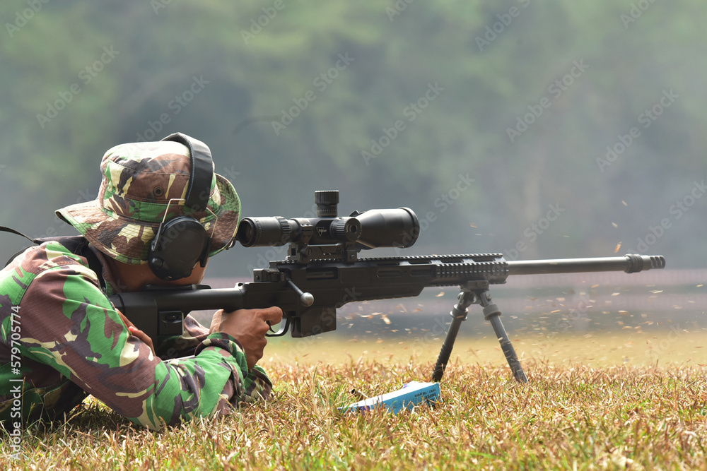 Fototapeta premium Soldier with rifle