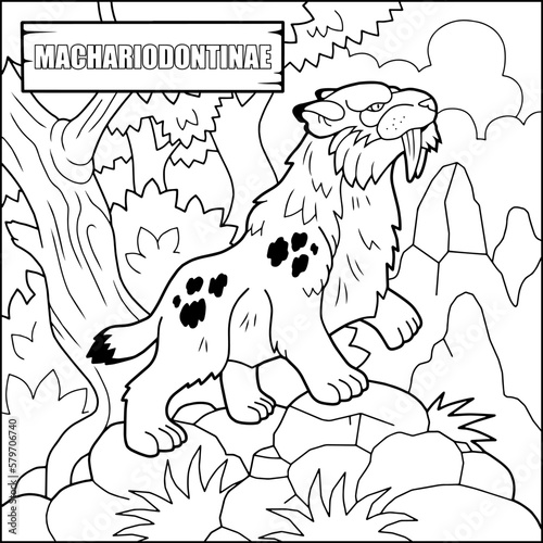 prehistoric saber toothed tiger coloring book
