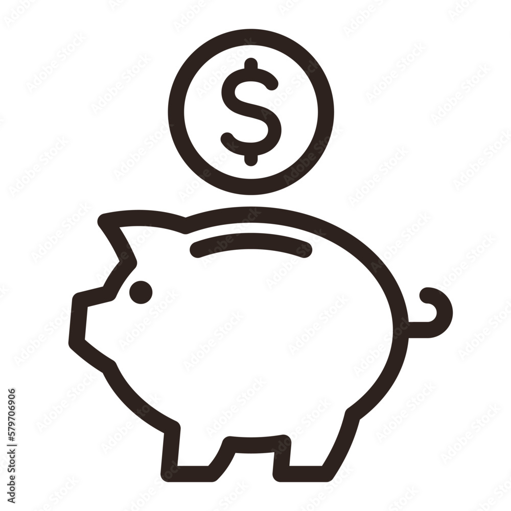 Piggy bank with dollar coin. Savings symbol Piggy bank with dollar coin. Savings symbol
