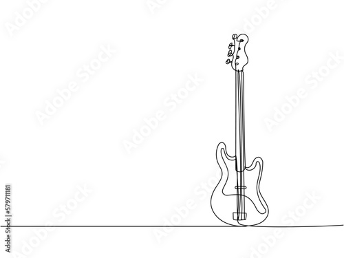 Electric guitar one line art. Continuous line drawing of musical, equipment, song, guitar, electric, melody, rock, volume, chord, bass, acoustic
