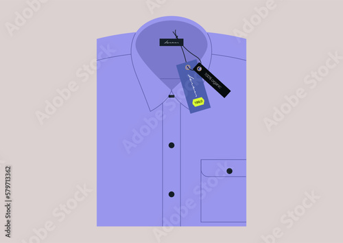 A folded shirt with a front pocket, office uniform