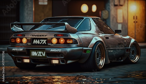 JDM Japanese classic 1990s cars wallpaper. Created with generative Ai technology