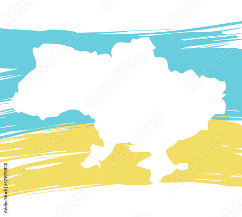 flag of ukraine in the shape of a map