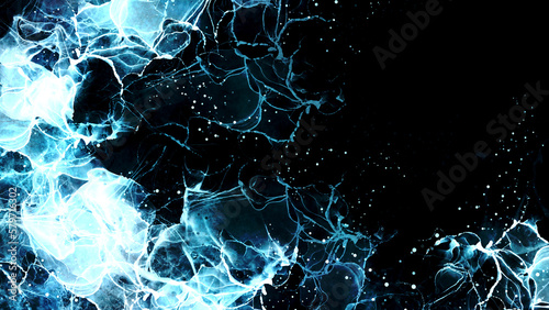黒背景に水色の抽象的なイラスト素材