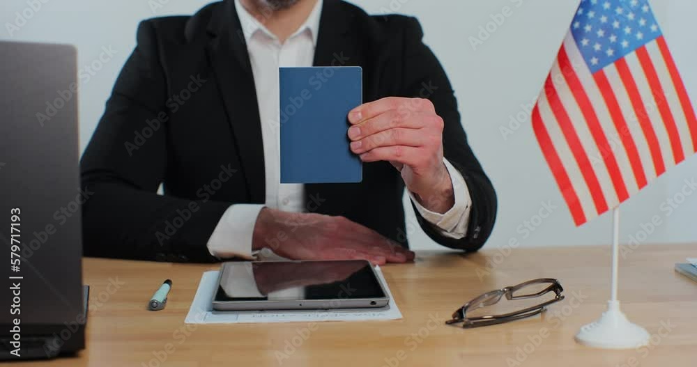 American Consular Officer Showing Passport Immigrant Work Visa american-consular-officer-showing-passport-immigrant-work-visa